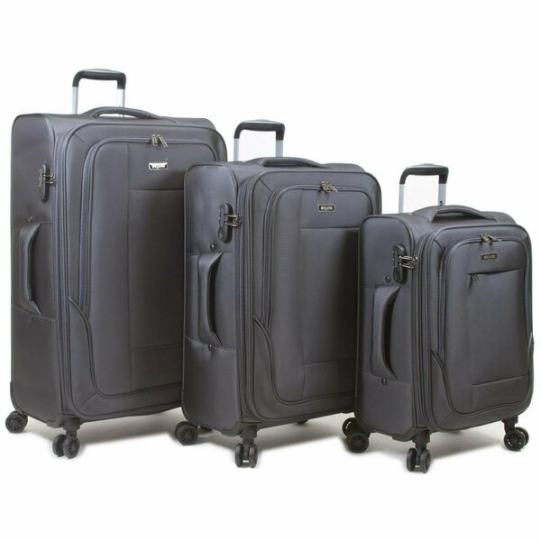 Dejuno Twilight Lightweight Nylon Spinner Luggage Set, Charcoal - 3 Piece 2002DJ-CHARCOAL